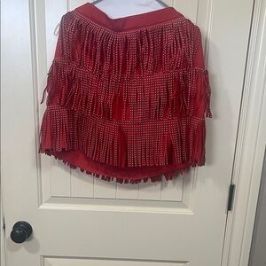 Free the Roses Scarlet Fringe Mini Skirt